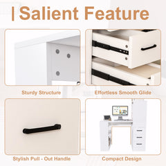 White Computer Desk with 4-in-1 Socket and Storage