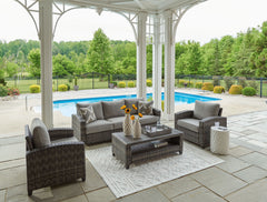 Oasis Court Outdoor Sofa Chairs Table Set of 4 Gray