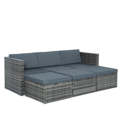 5 Piece Outdoor PE Wicker Patio Furniture Set with Coffee Table