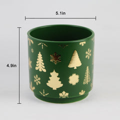 Christmas Ceramic Planter – Single Piece (Red or Green) – Festive Holiday Tree Design