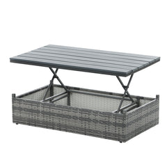 5 Piece Outdoor PE Wicker Patio Furniture Set with Coffee Table