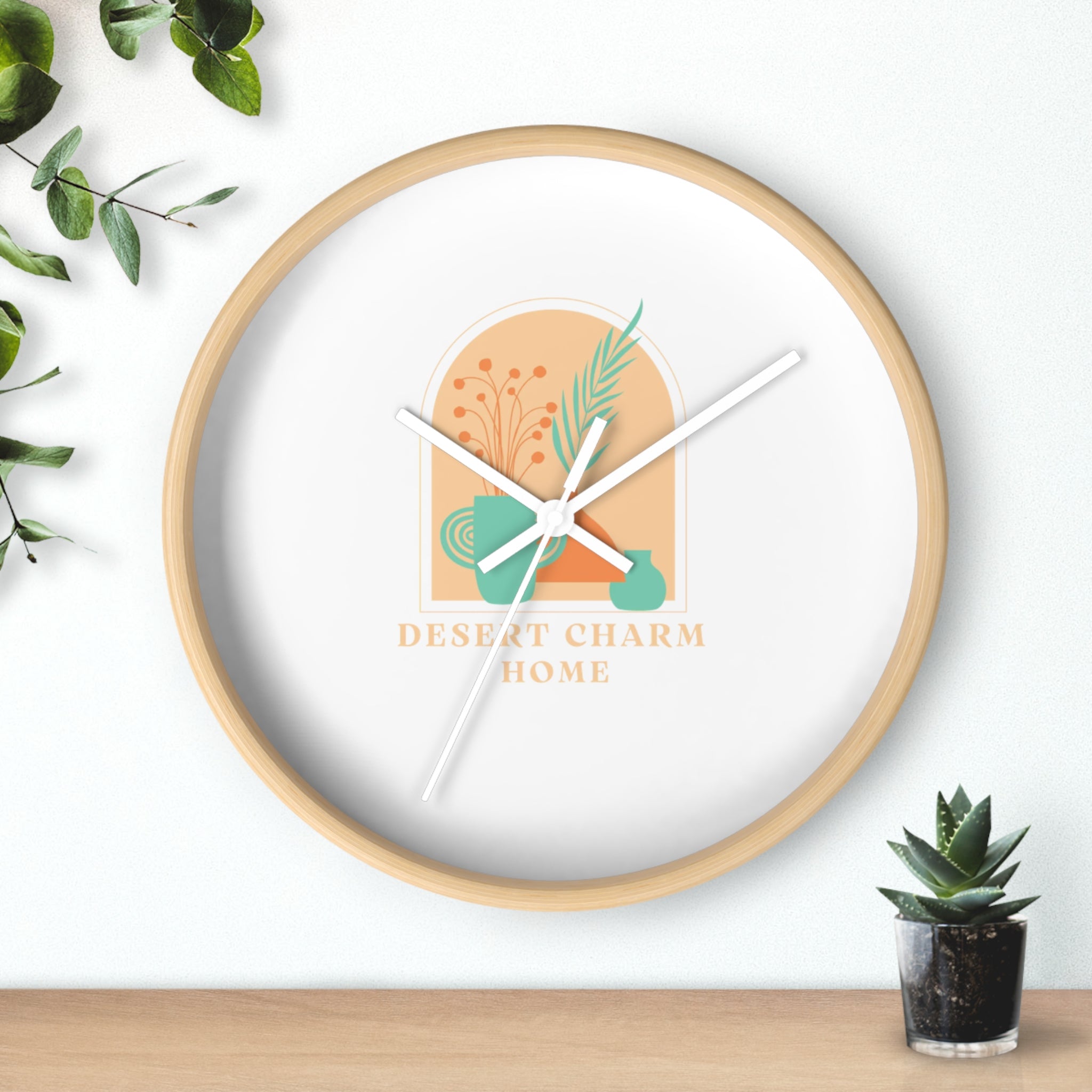 Desert Charm Home Wall Clock — Boho Botanical Accent Clock