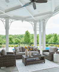 Oasis Court Outdoor Sofa Chairs Table Set of 4 Gray