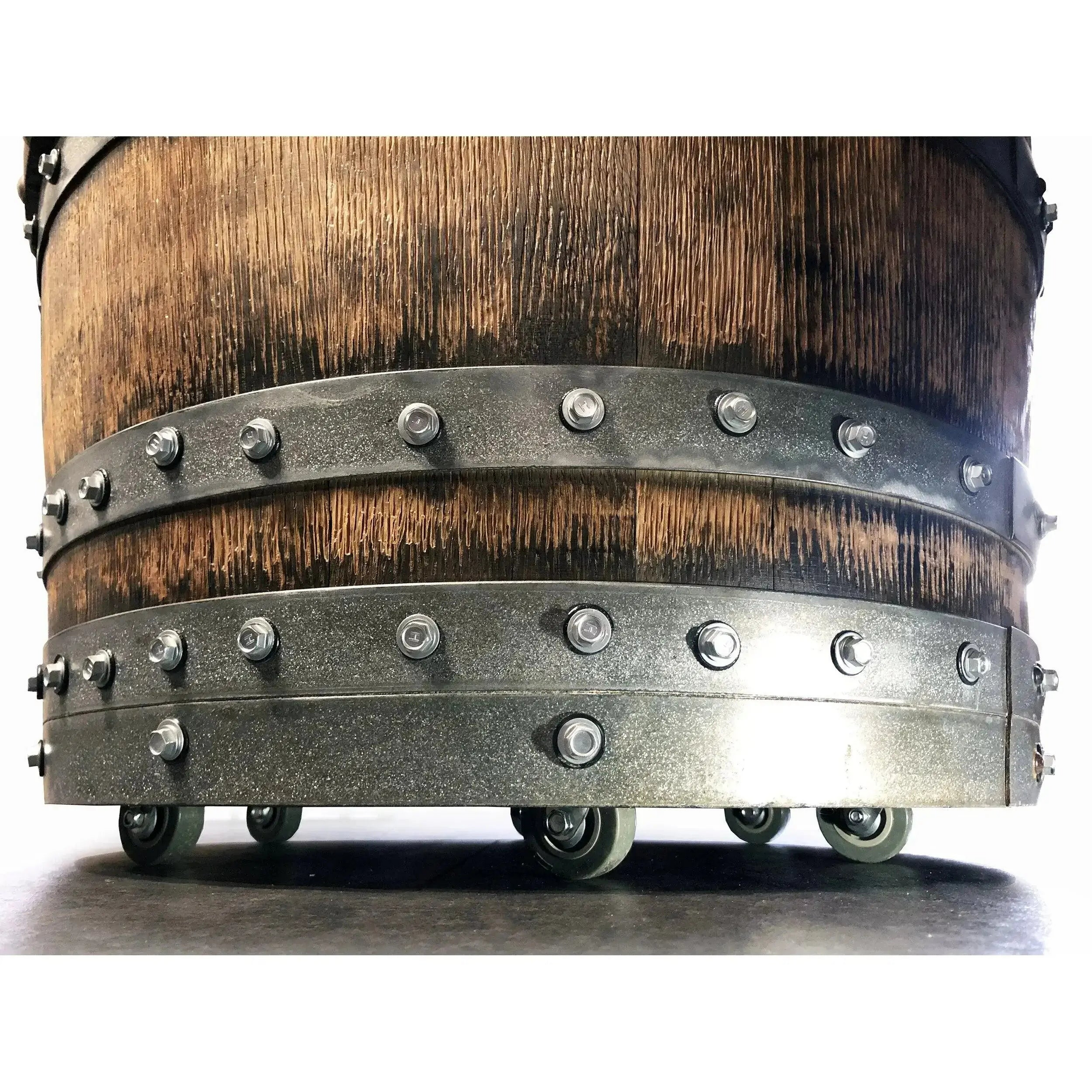 Whiskey & Wine Barrel Armchair with Hidden Safe — Memory Foam, Brown Upholstery