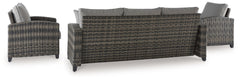 Oasis Court Outdoor Sofa Chairs Table Set of 4 Gray