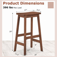 29" Saddle Seat Counter Height Stool Set of 2 with Footrests