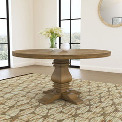 Florence Round 60-inch Wood Dining Table Rustic Honey