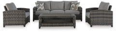 Oasis Court Outdoor Sofa Chairs Table Set of 4 Gray