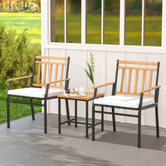 3 Piece Acacia Wood Patio Conversation Set with Cushions