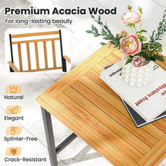 3 Piece Acacia Wood Patio Conversation Set with Cushions
