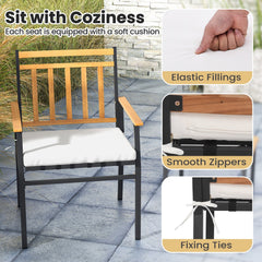 3 Piece Acacia Wood Patio Conversation Set with Cushions