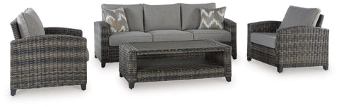 Oasis Court Outdoor Sofa Chairs Table Set of 4 Gray