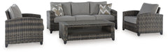 Oasis Court Outdoor Sofa Chairs Table Set of 4 Gray