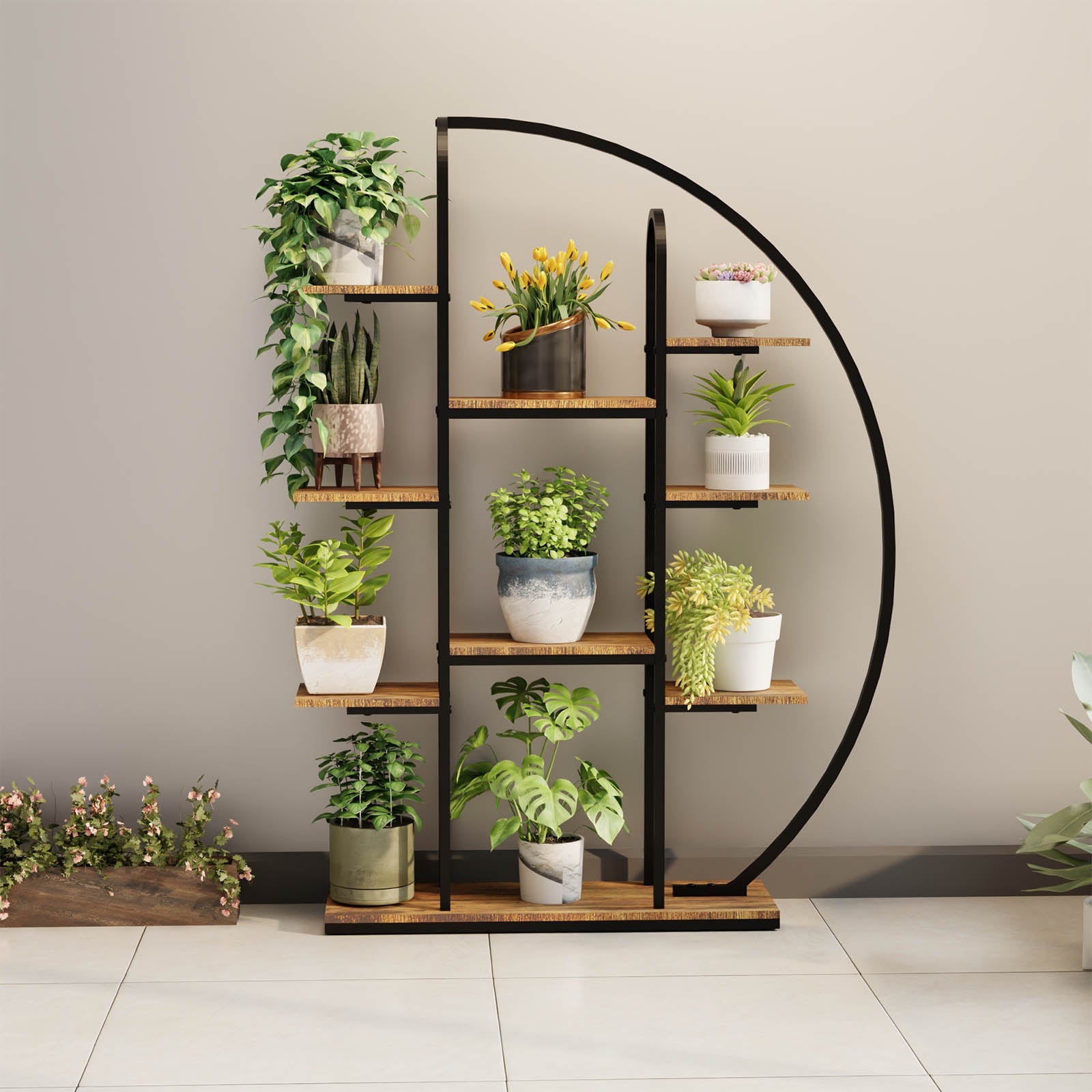 62.2 Inch Tall Metal Indoor Plant Stand with Grow Lights