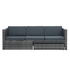 5 Piece Outdoor PE Wicker Patio Furniture Set with Coffee Table