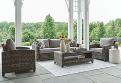 Oasis Court Outdoor Sofa Chairs Table Set of 4 Gray