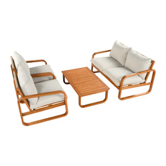 4 Piece Acacia Wood Outdoor Patio Furniture Set Seating