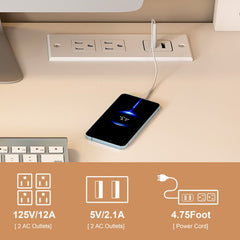 White Computer Desk with 4-in-1 Socket and Storage
