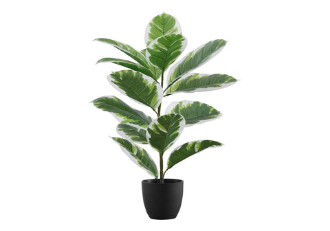 27-Inch Artificial Rubber Plant Real Touch Greenery Black Pot
