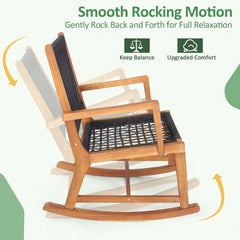 3 Piece Outdoor Wood Patio Rocking Chair Table Bistro Set