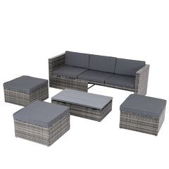 5 Piece Outdoor PE Wicker Patio Furniture Set with Coffee Table