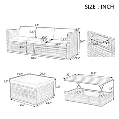 5 Piece Outdoor PE Wicker Patio Furniture Set with Coffee Table
