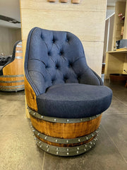 Luxury Whiskey & Wine Barrel Captain Chair with Hidden Safe