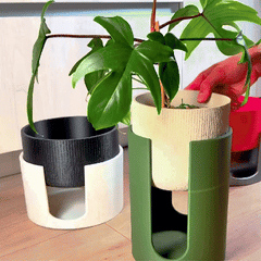 Modern Elevated Planter Stand Set 2 Piece Indoor Plant Pots
