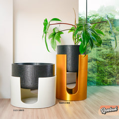 Modern Elevated Planter Stand Set 2 Piece Indoor Plant Pots