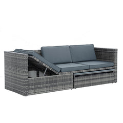5 Piece Outdoor PE Wicker Patio Furniture Set with Coffee Table