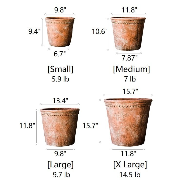 Large Terracotta Red Concrete Planter Pot Durable Garden Container
