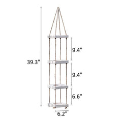Wooden Rope Hanging Plant Shelf