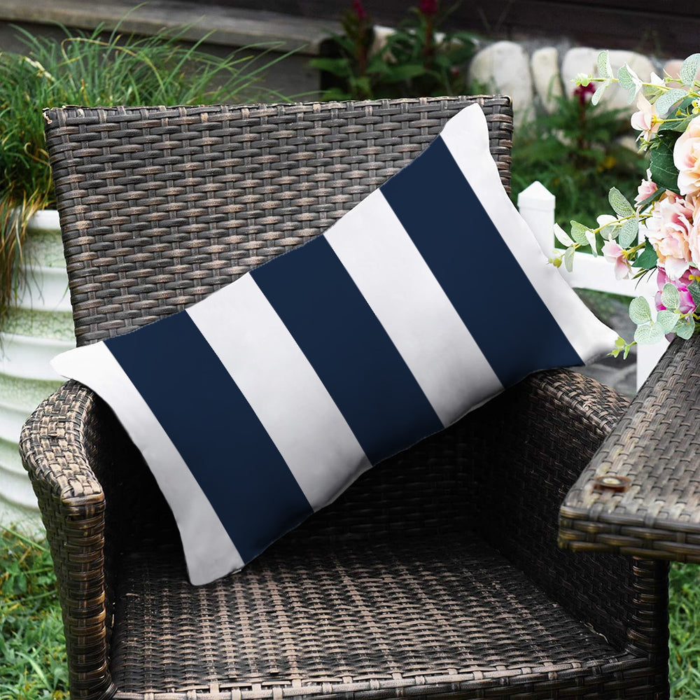 Striped Wavy Waterproof Outdoor Throw Pillow with Insert
