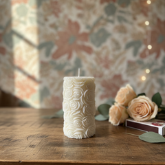Botanical Rose Pillar Candle
