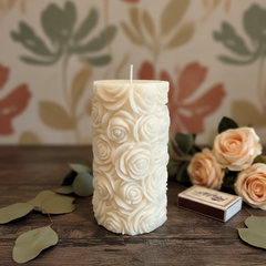 Botanical Rose Pillar Candle
