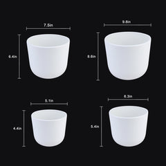 4-Piece White Plastic Round Planter Pot Set – Minimalist Modern Design