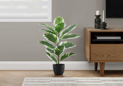 27-Inch Artificial Rubber Plant Real Touch Greenery Black Pot