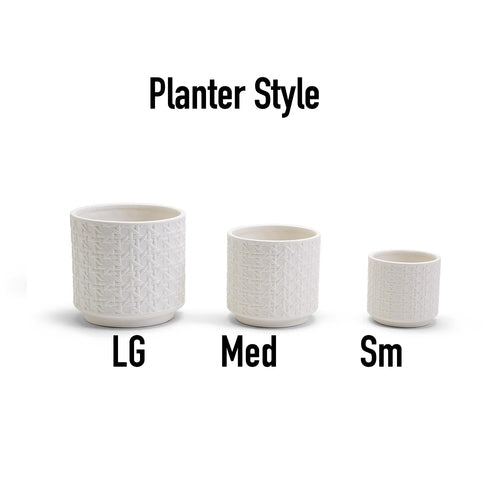 Ceramic Webbing Pattern Planters Embossed Cane Cement Pots