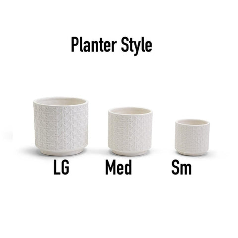 Ceramic Webbing Pattern Planters Embossed Cane Cement Pots