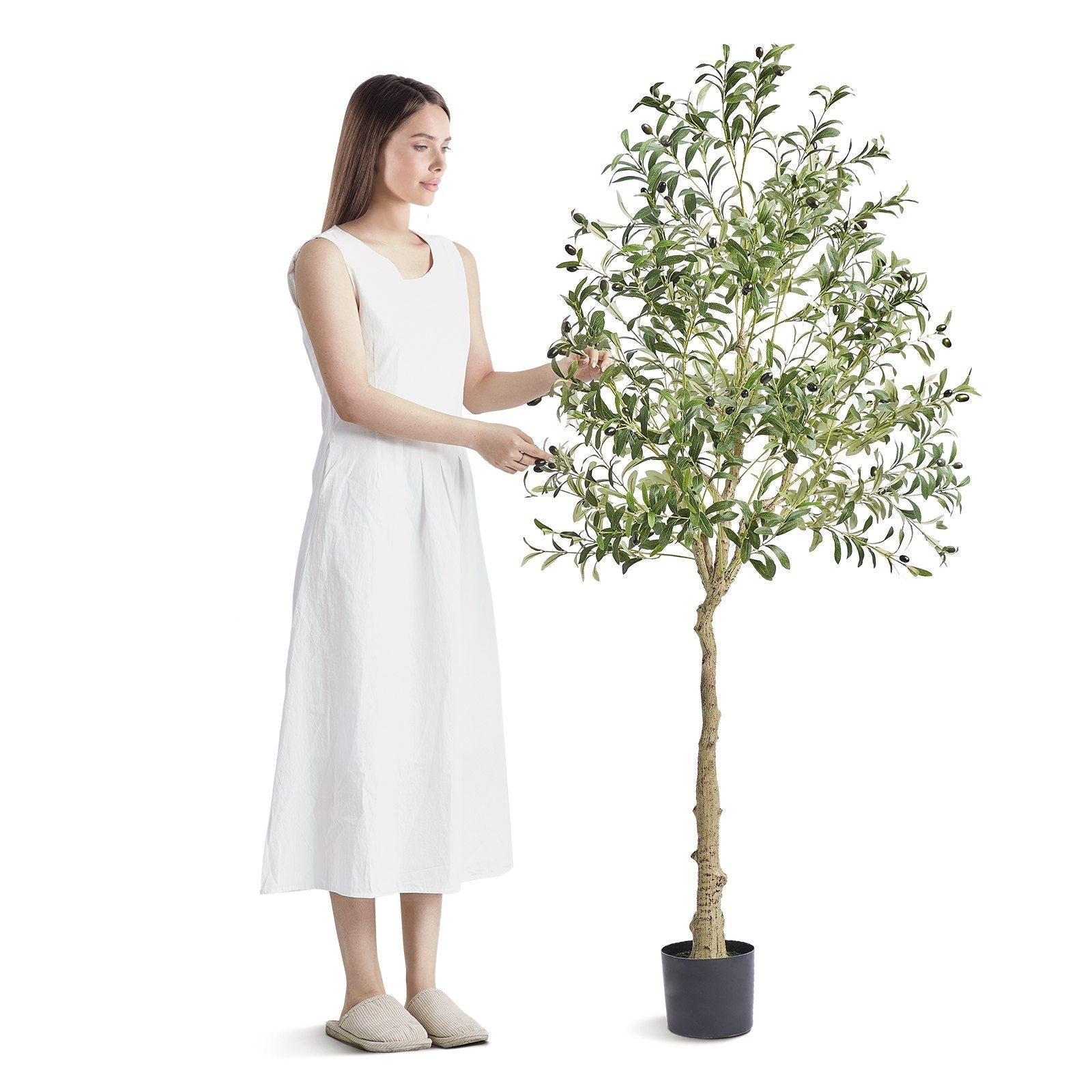 6-Foot Artificial Olive Tree Lifelike Faux Greenery