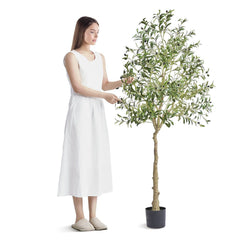 6-Foot Artificial Olive Tree Lifelike Faux Greenery