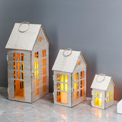 Village Farmhouse House Candle Holders