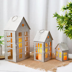 Village Farmhouse House Candle Holders
