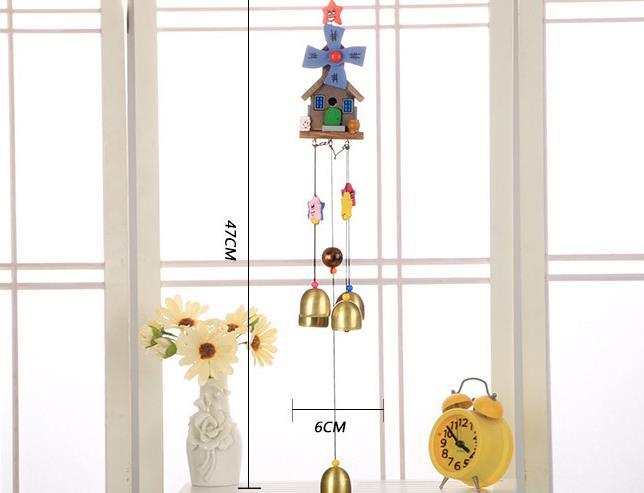Colorful Wooden House Wind Chimes Dream Catcher Garden Decoration