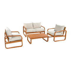 4 Piece Acacia Wood Outdoor Patio Furniture Set Seating