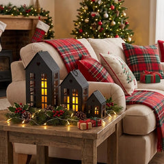 Village Farmhouse House Candle Holders