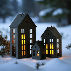 Village Farmhouse House Candle Holders
