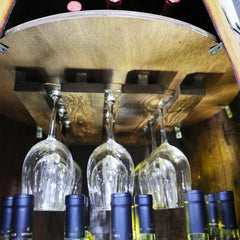 Whiskey & Wine Barrel Bar Set — Liquor Cabinet, Pub Table & Stools, Multi-Use Build