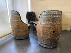 Luxury Whiskey & Wine Barrel Captain Chair with Hidden Safe