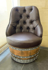 Luxury Whiskey & Wine Barrel Captain Chair with Hidden Safe